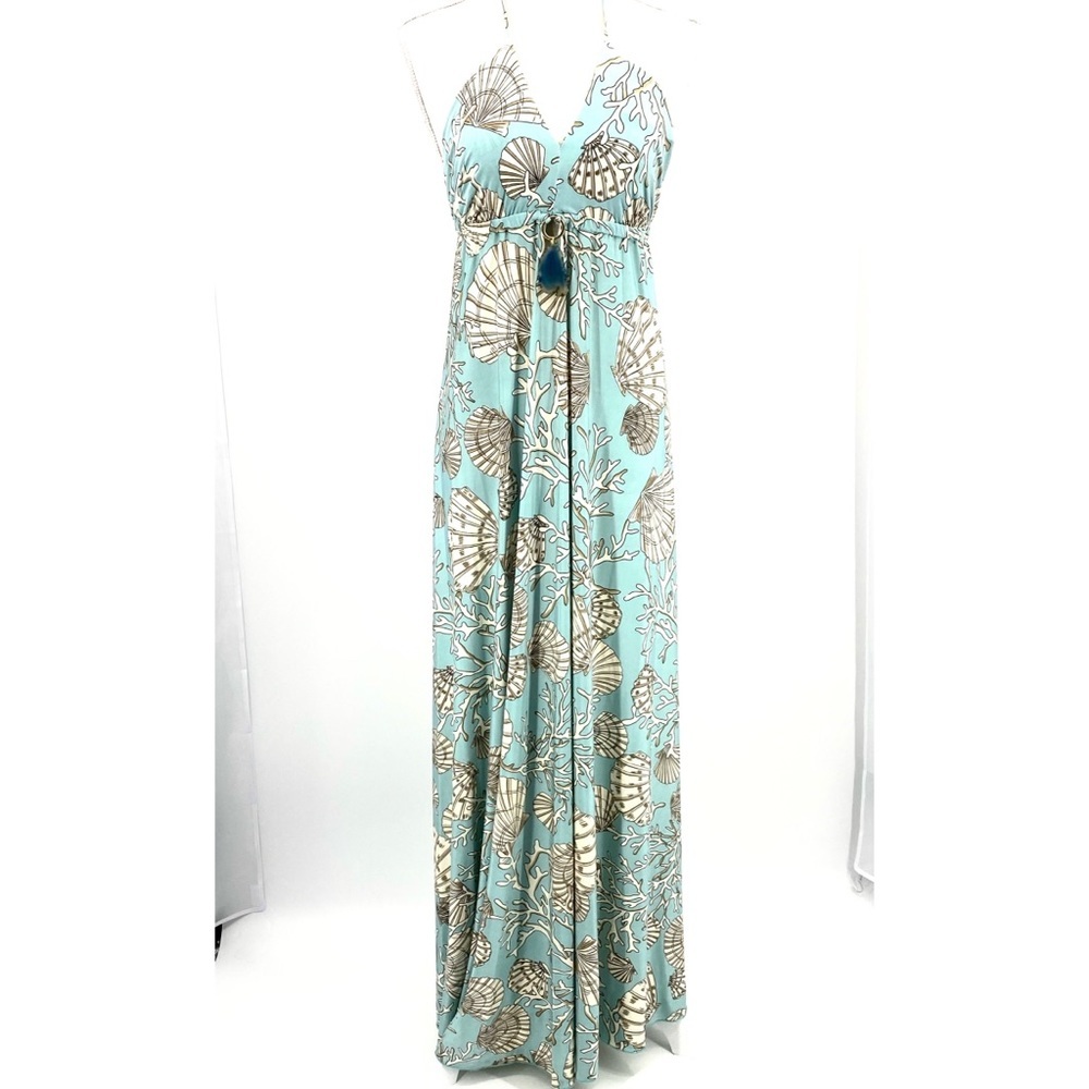 Boston Proper coral reef printed halter maxi dress - Picture 13 of 14
